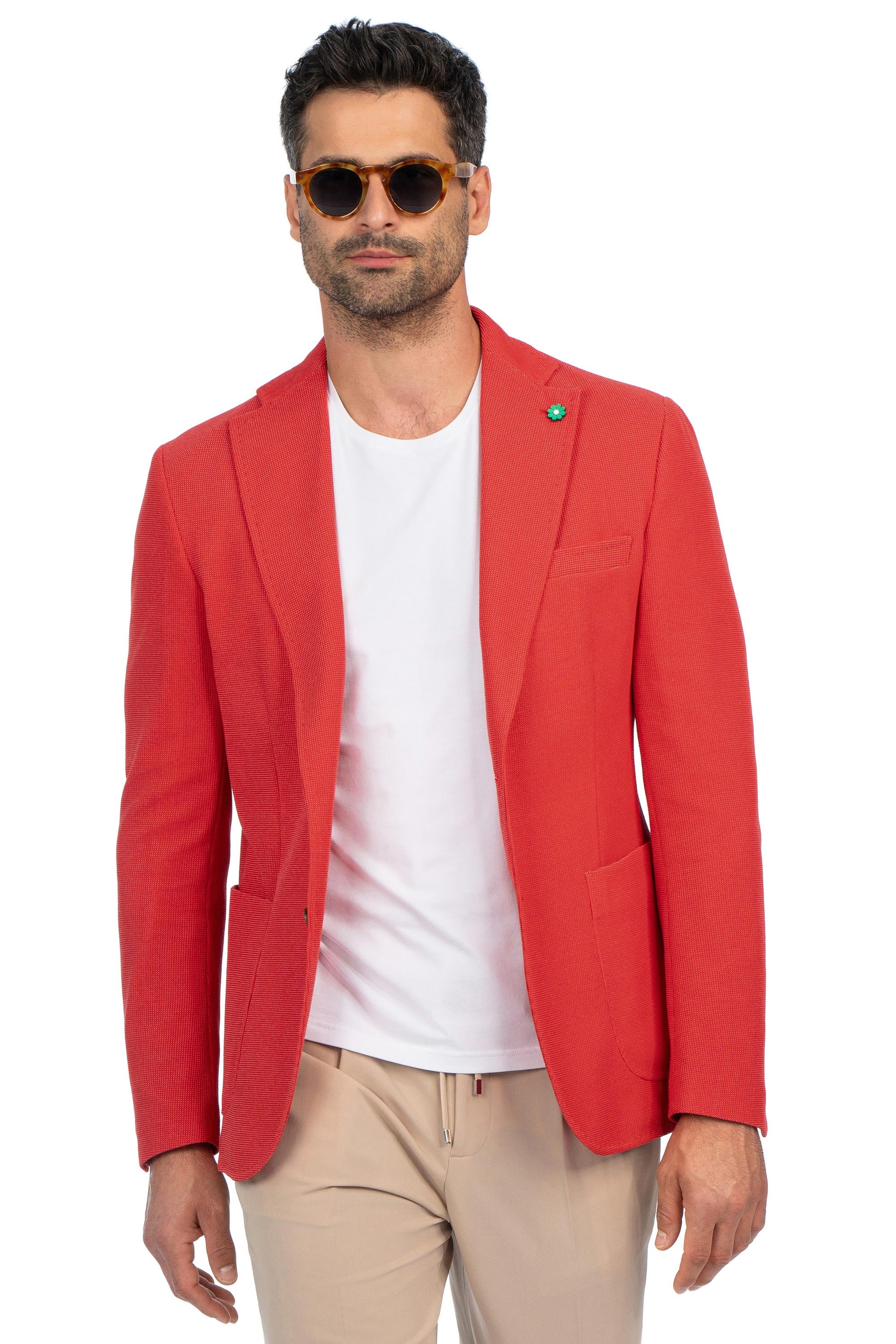 Slim body orange plain blazer 0