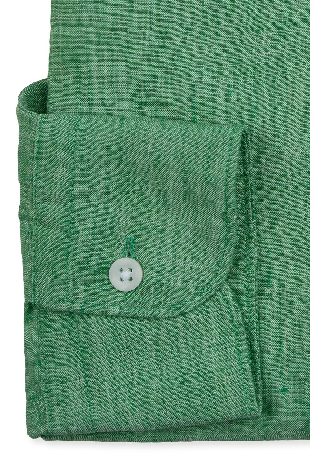 Camasa din in superslim verde uni 2