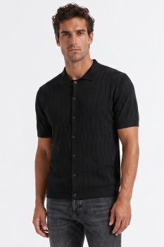 Tricou polo slim negru uni