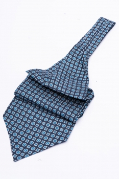 Ascot tie tip printed silk navy geometric