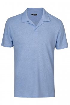 Tricou polo slim bleu din in si bumbac