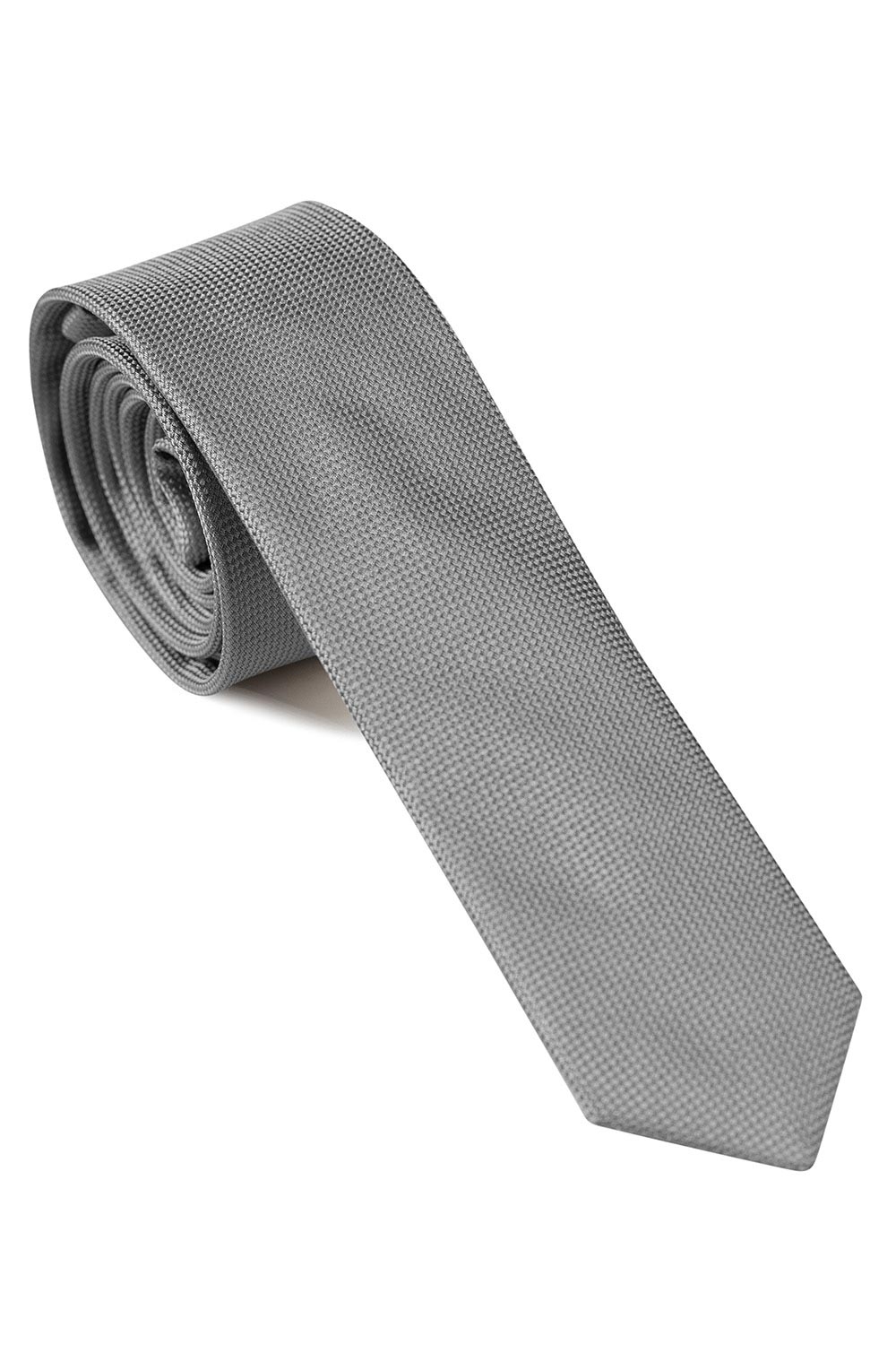 Cravata matase tesuta gri uni 0
