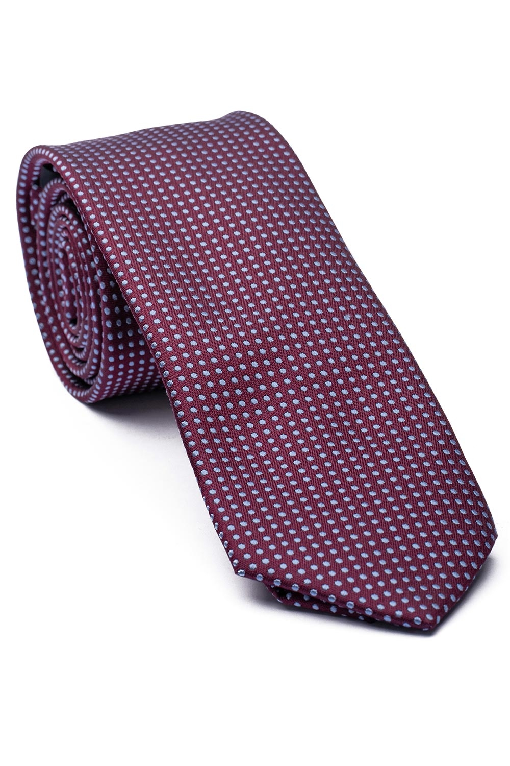 Cravata matase tesuta grena print geometric 0