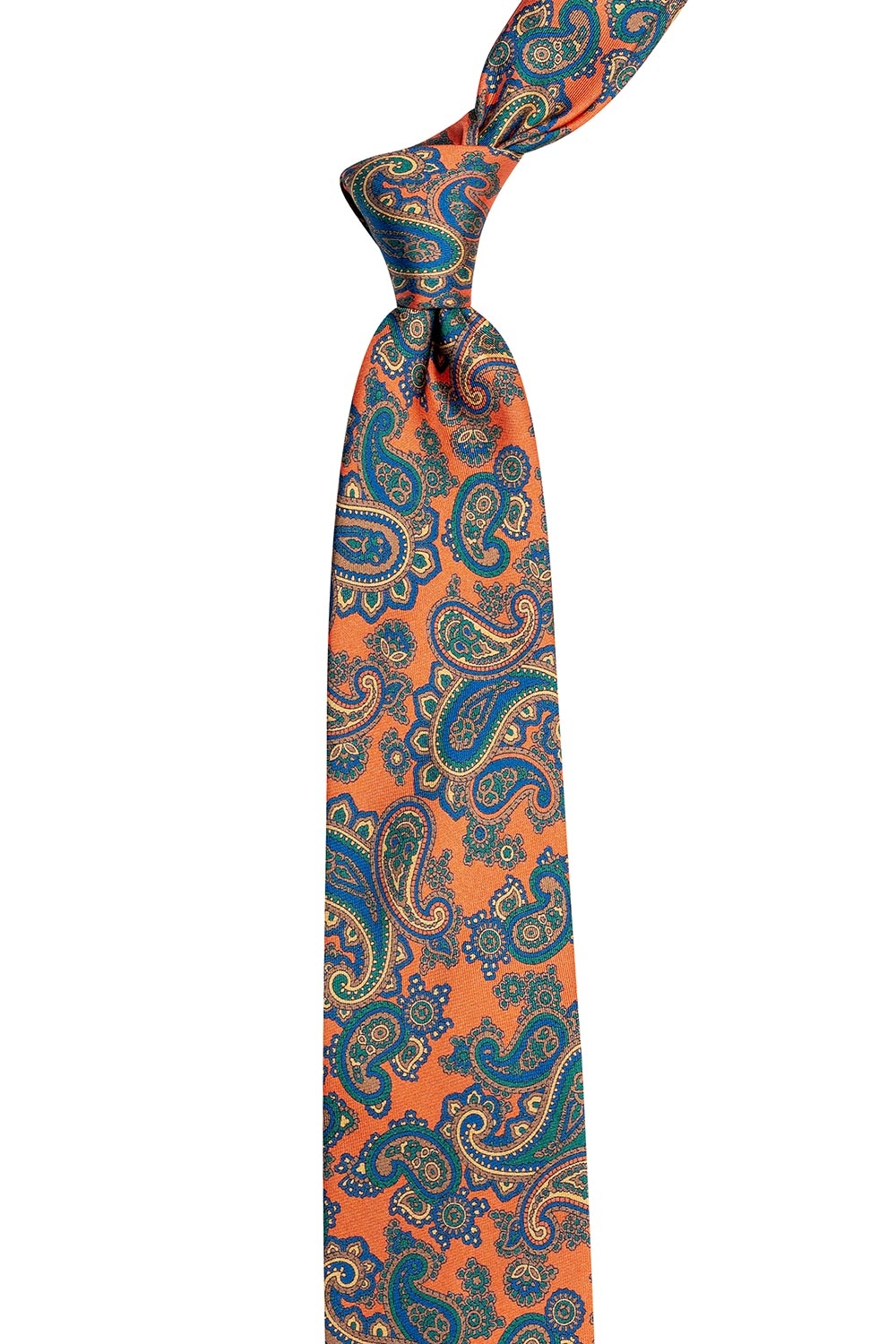 Cravata matase imprimata oranj print floral 1