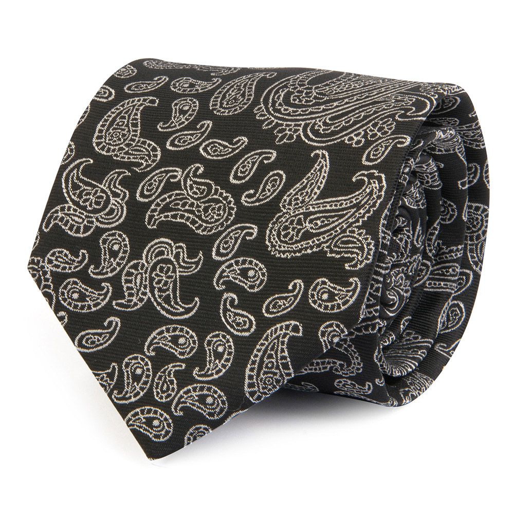 Cravata neagra print paisley 2