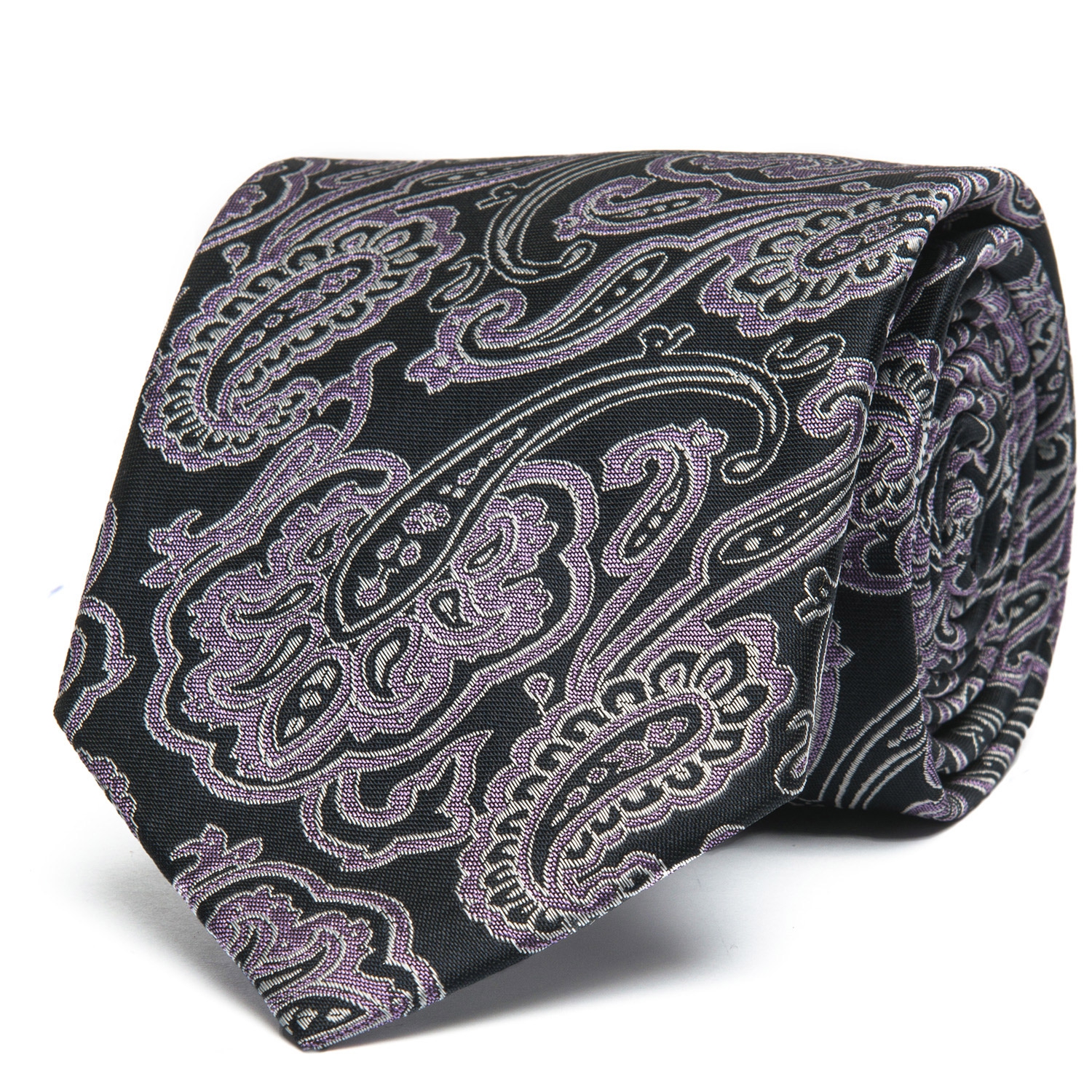 Cravata poliester neagra print floral 2