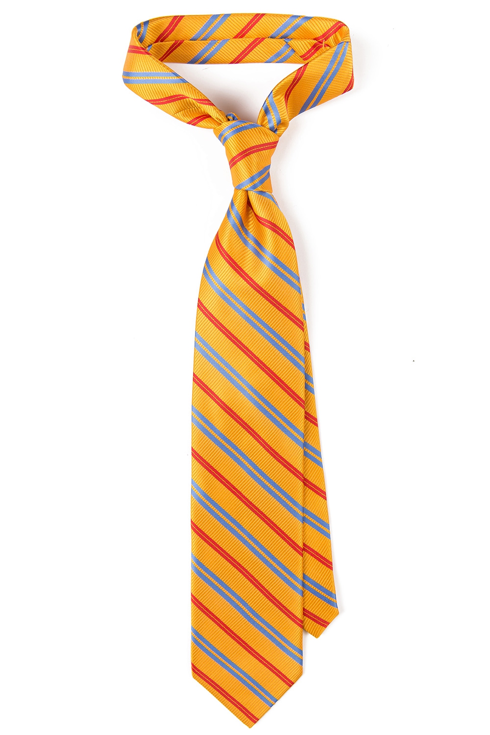 Cravata matase tesuta oranj cu dungi 0