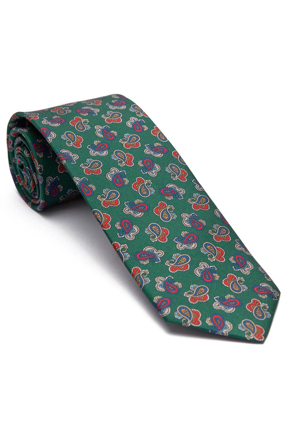 Cravata matase imprimata verde print floral 0