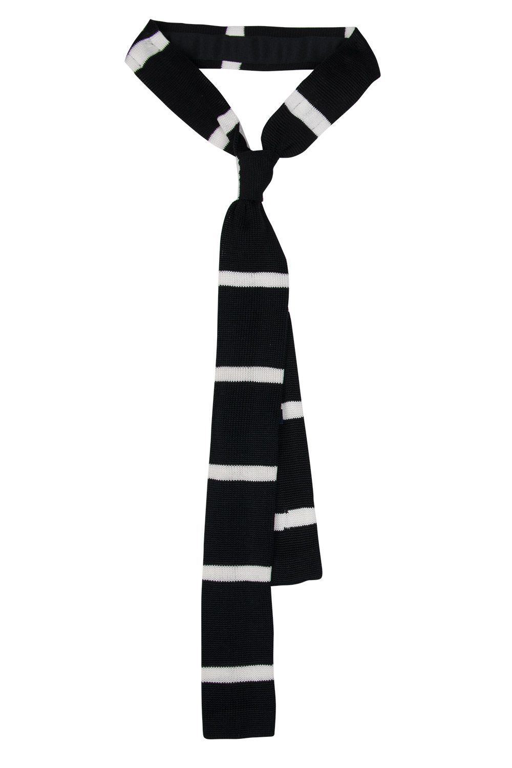 Cravata tricotata neagra dungi 3
