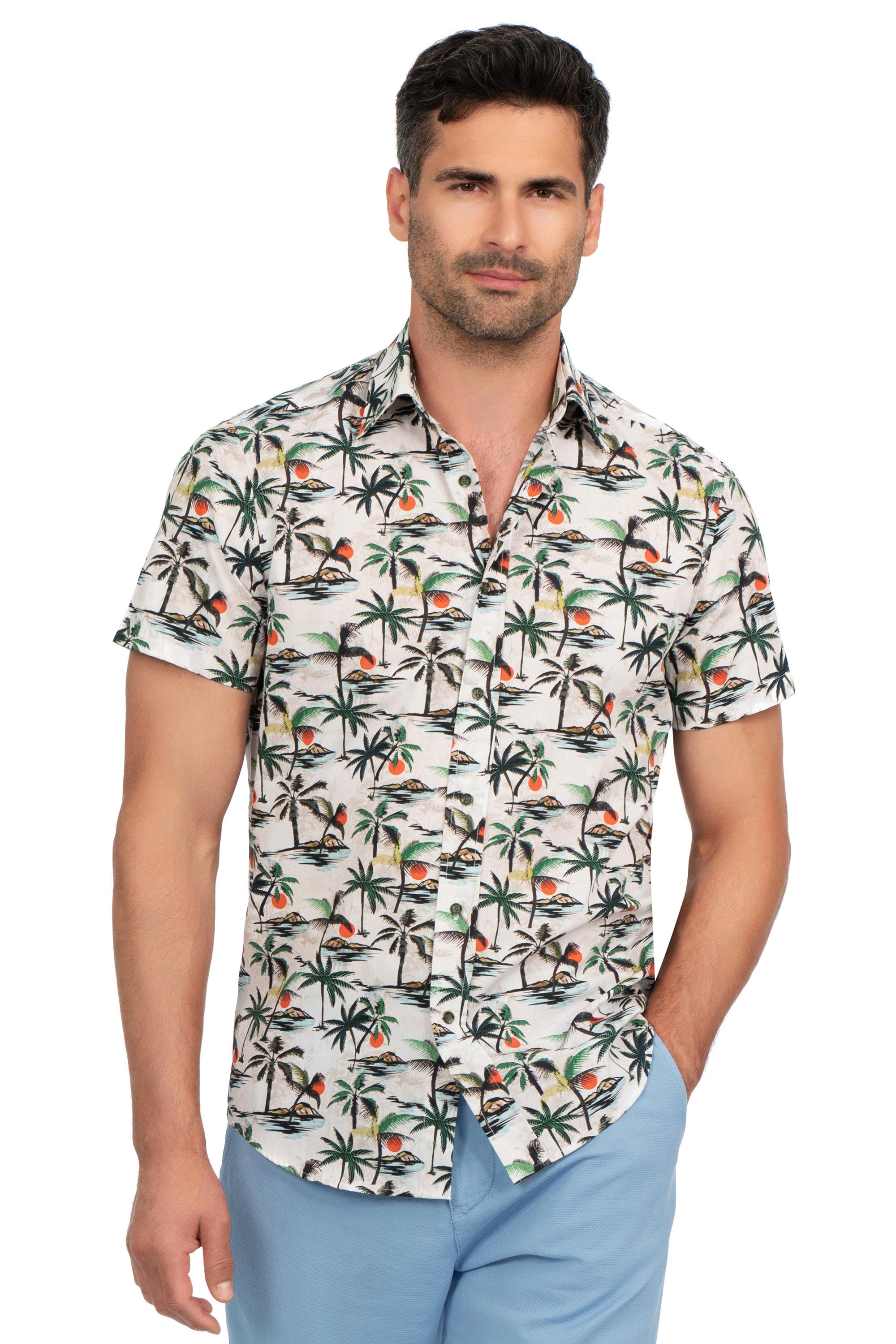 Camasa shaped maneca scurta alba print geometric  1