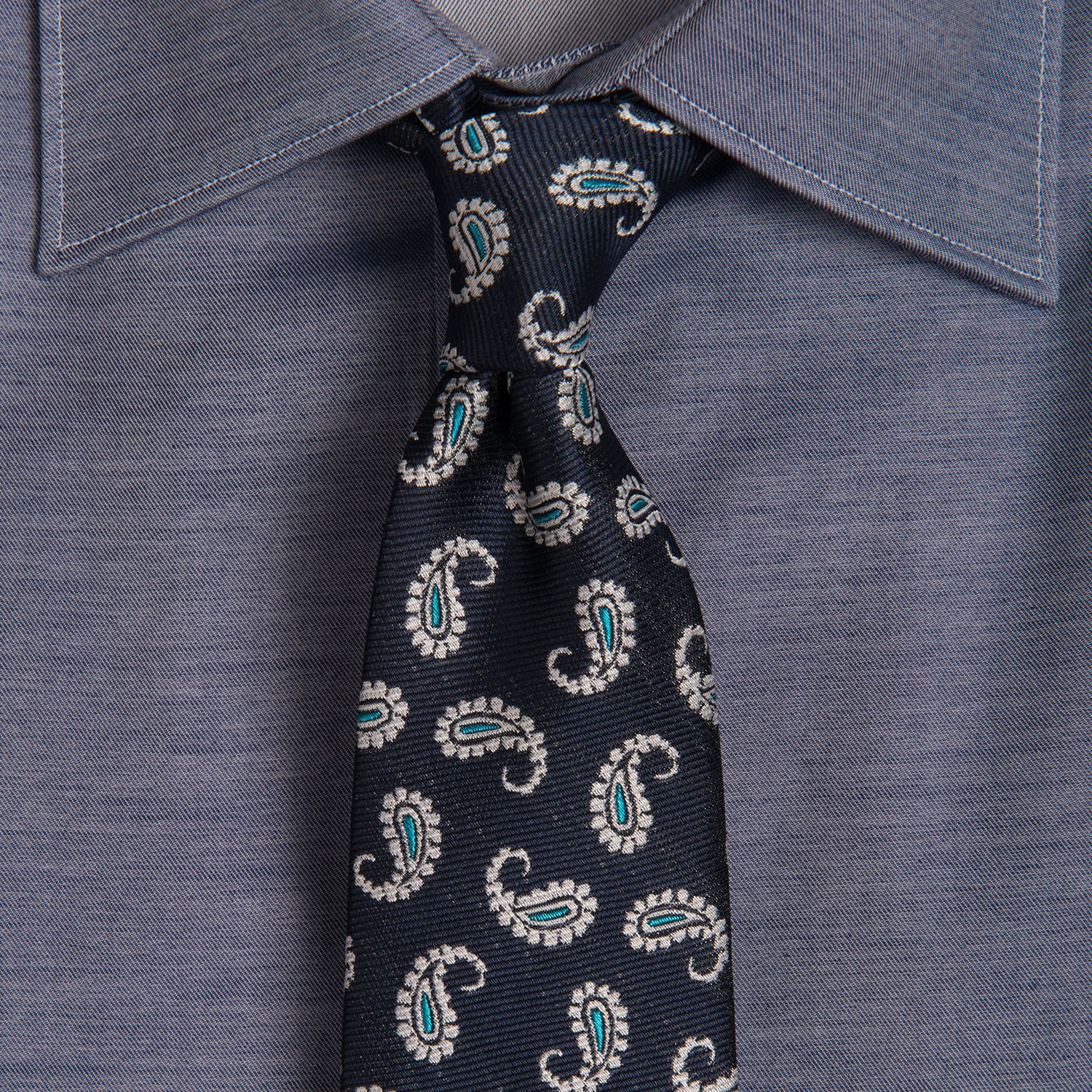 Cravata bleumarin print paisley 0