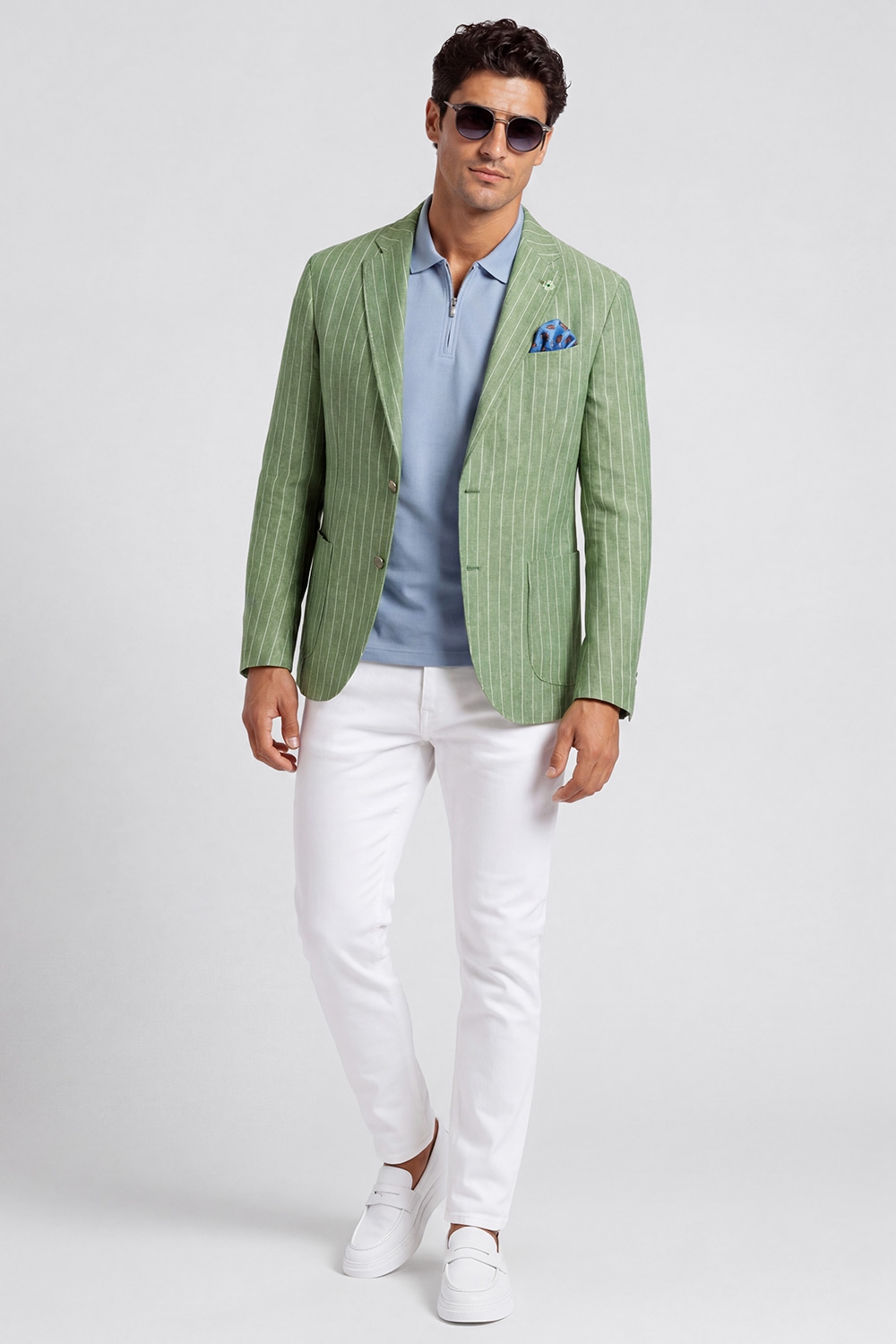 Pantaloni  slim albi uni 0