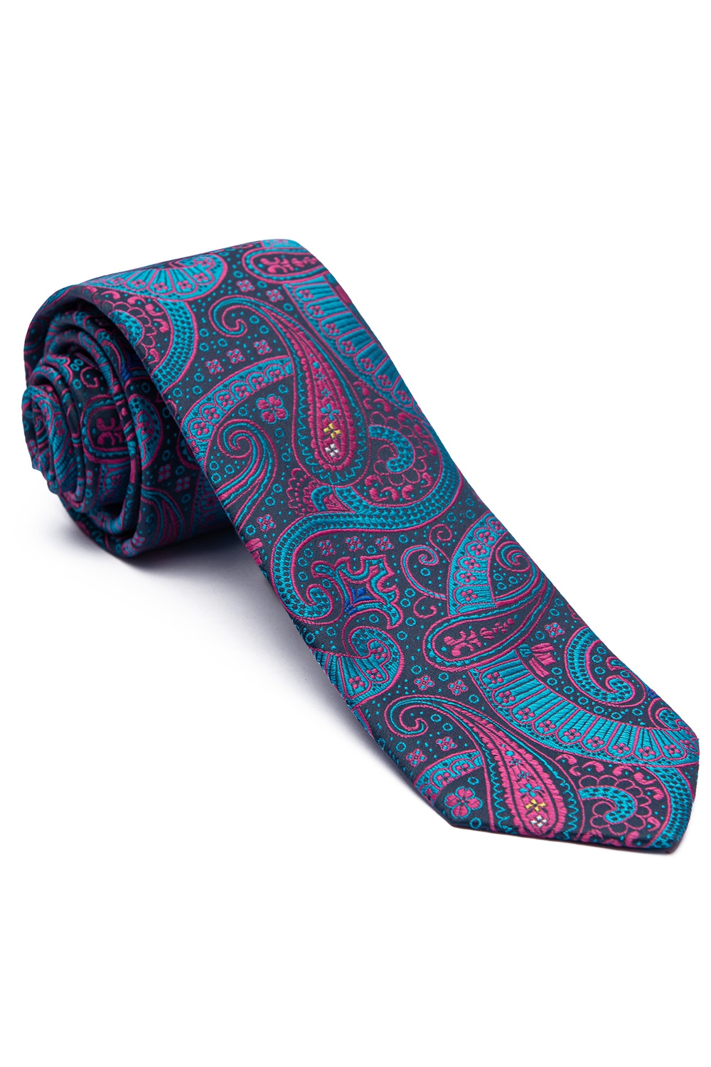 Cravata poliester tesut bleumarin print floral 0
