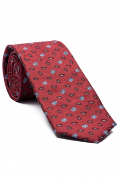 Cravata matase tesuta grena print floral