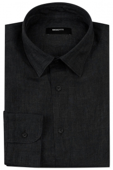 Camasa din in slim neagra uni