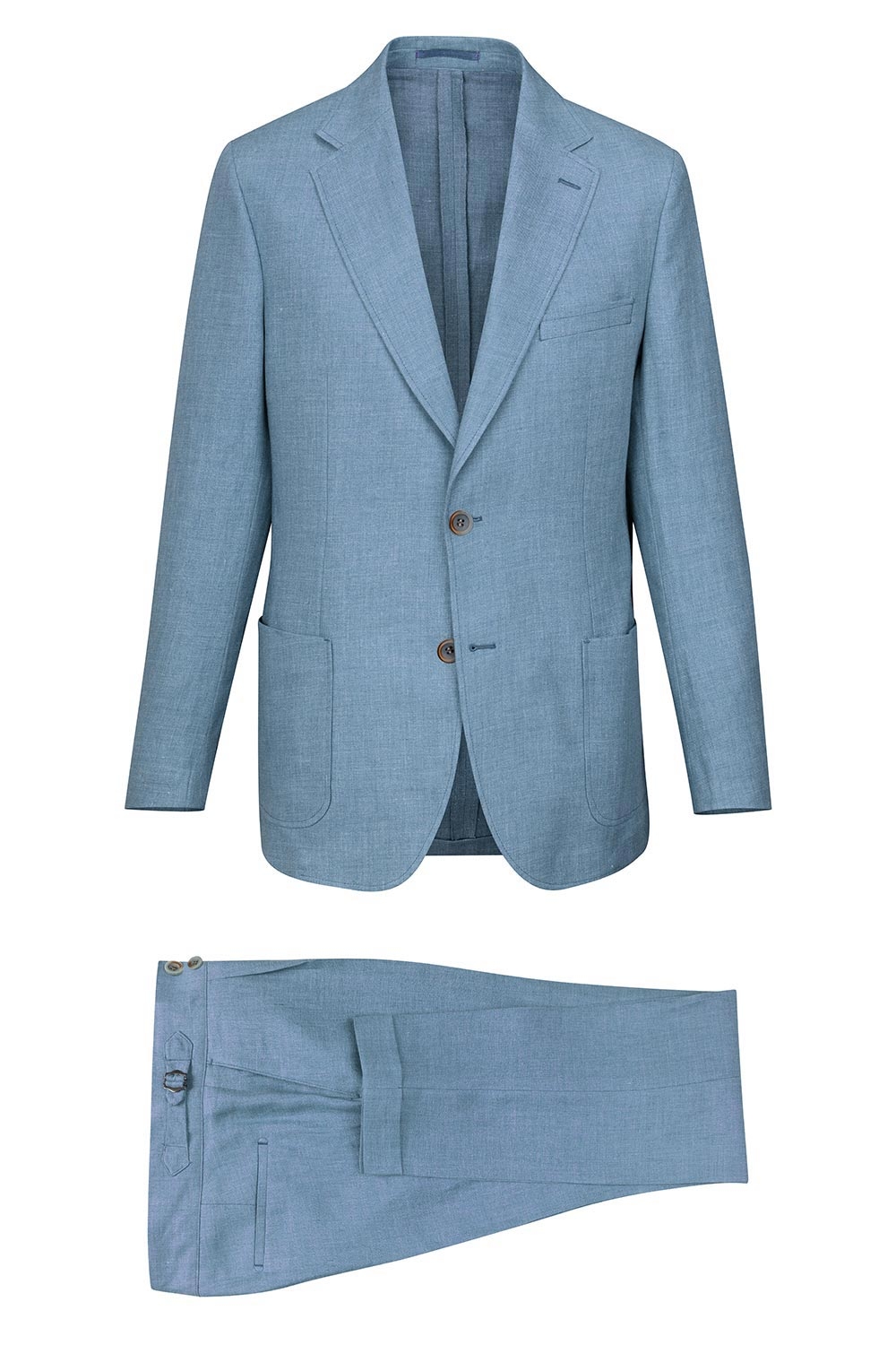 Costum slim din in albastru uni 1