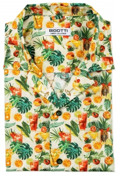 Camasa maneca scurta hawaii verde print