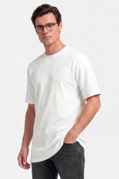 Tricou oversize  alb guler rotund