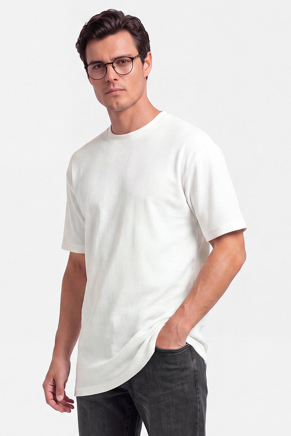 Tricou oversize  alb guler rotund 0