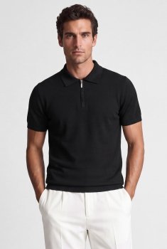 Tricou polo slim negru uni