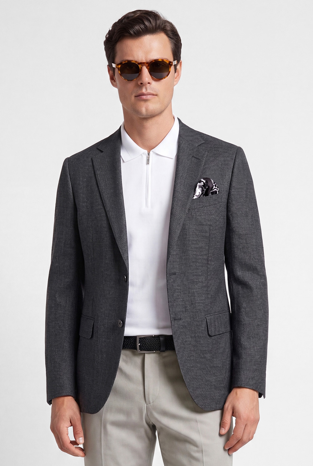 Slim body grey structured blazer 0