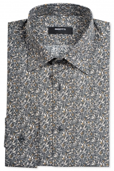 Superslim grey floral shirt