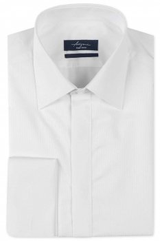 Camasa slim alba uni cu plastron