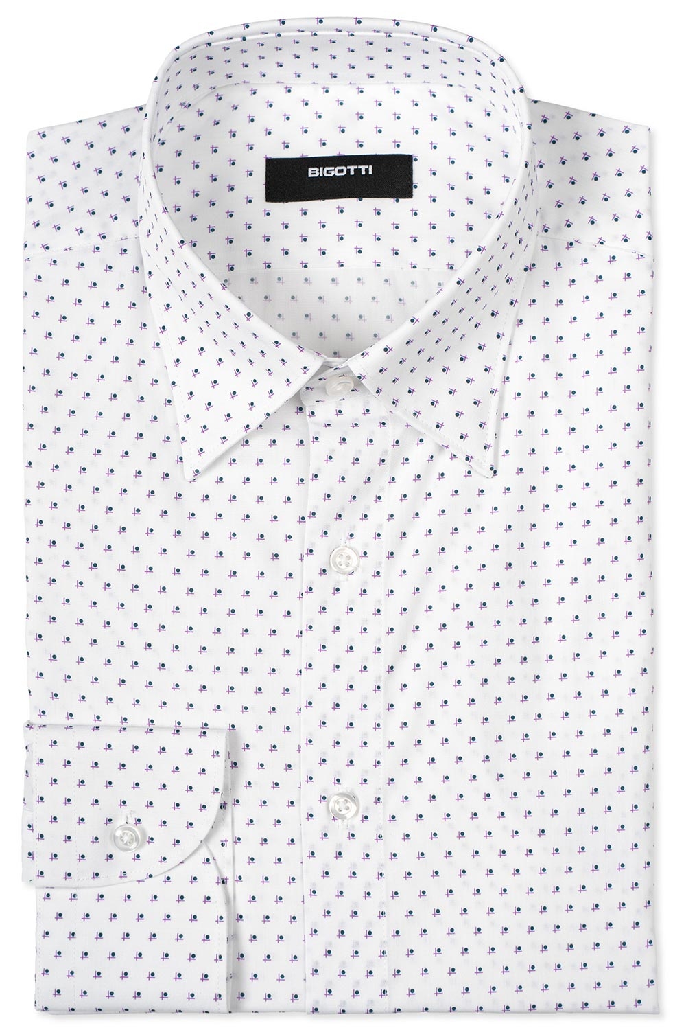 Camasa superslim alba print geometric 0
