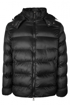 Geaca slim neagra cu gluga detasabila