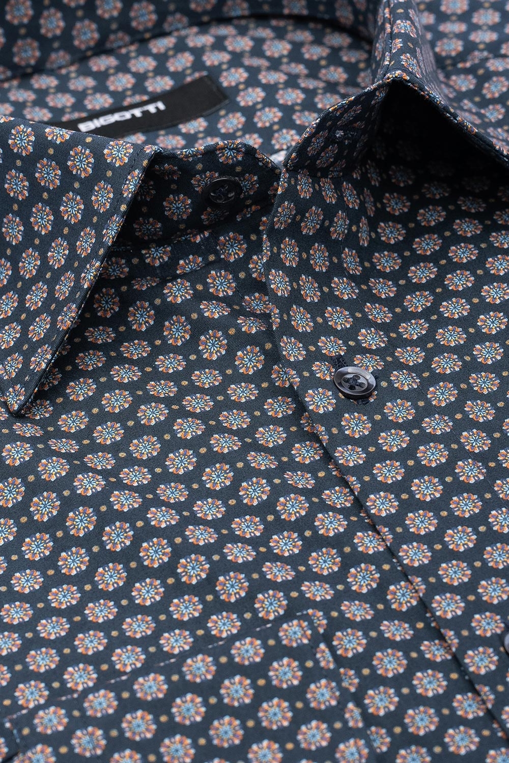 Slim body navy floral shirt 1