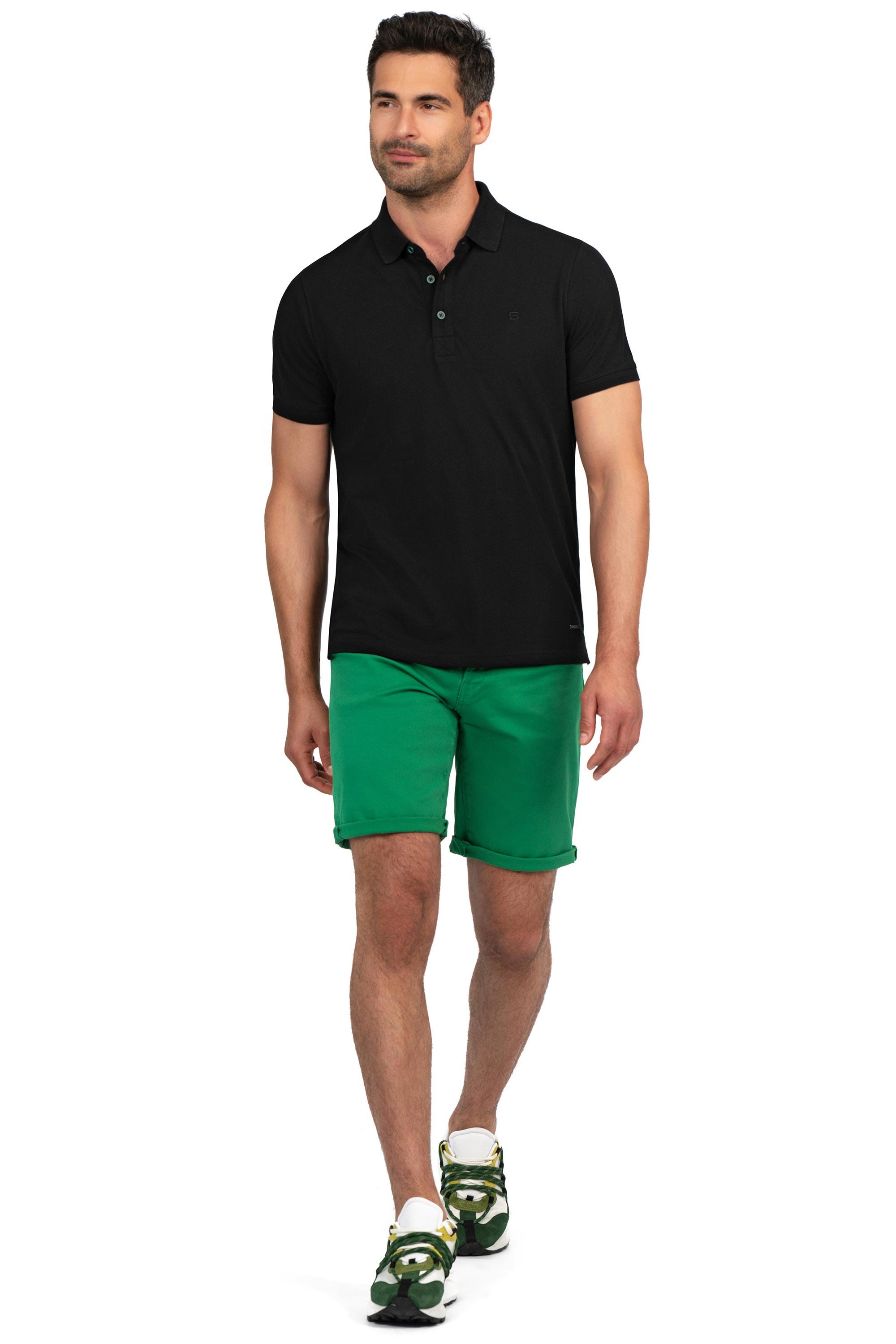 Tricou polo slim negru uni 3