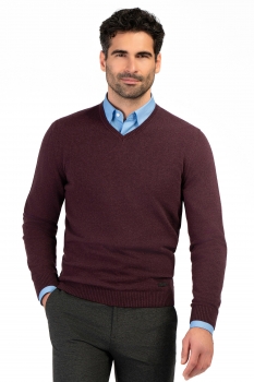Pulover slim grena guler in v