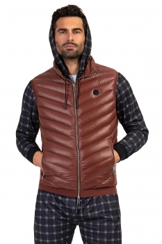 Vesta slim oranj uni cu puf