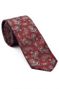 Cravata matase tesuta grena print floral