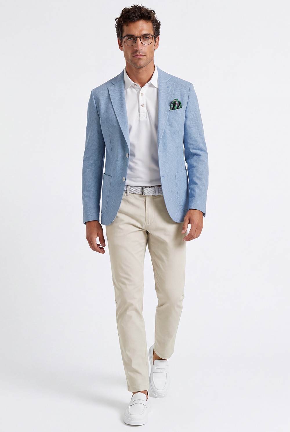 Slim body light blue plain blazer 4
