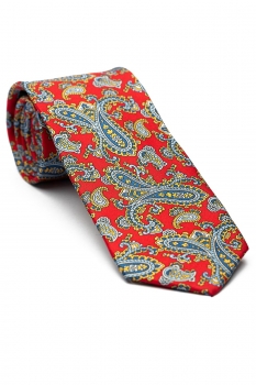 Cravata matase imprimata rosie print floral