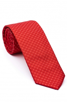 Cravata matase tesuta rosie print geometric