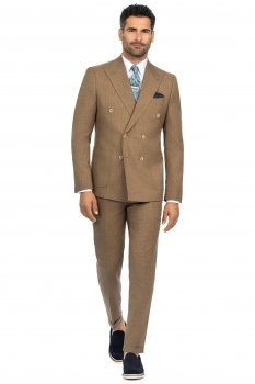 Costum slim maro cu dungi