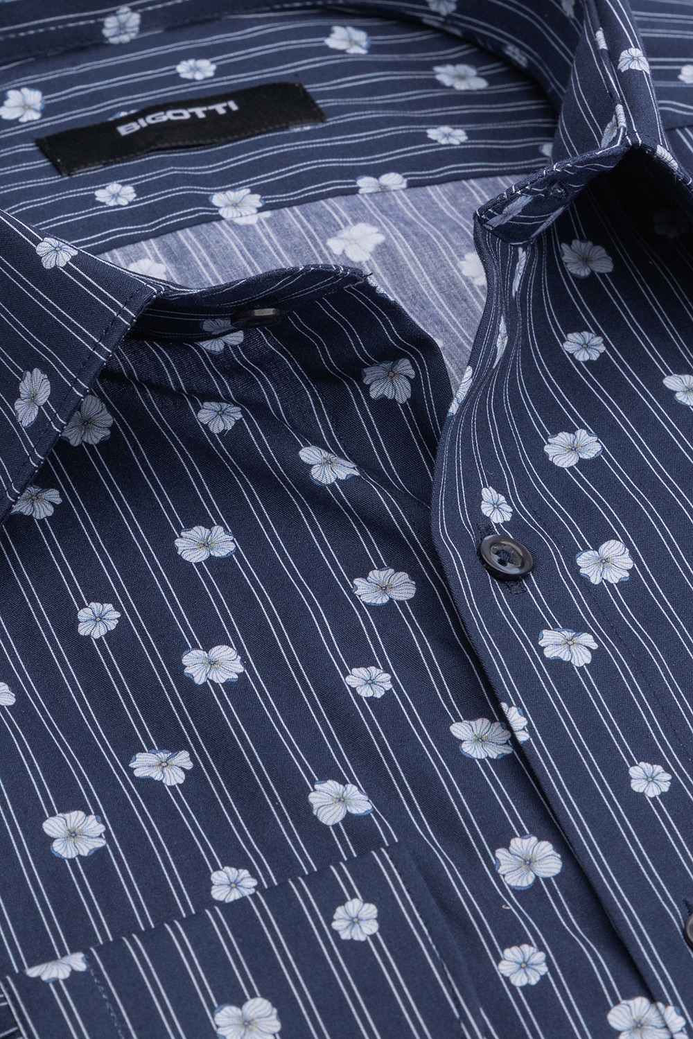 Camasa superslim bleumarin print floral 1