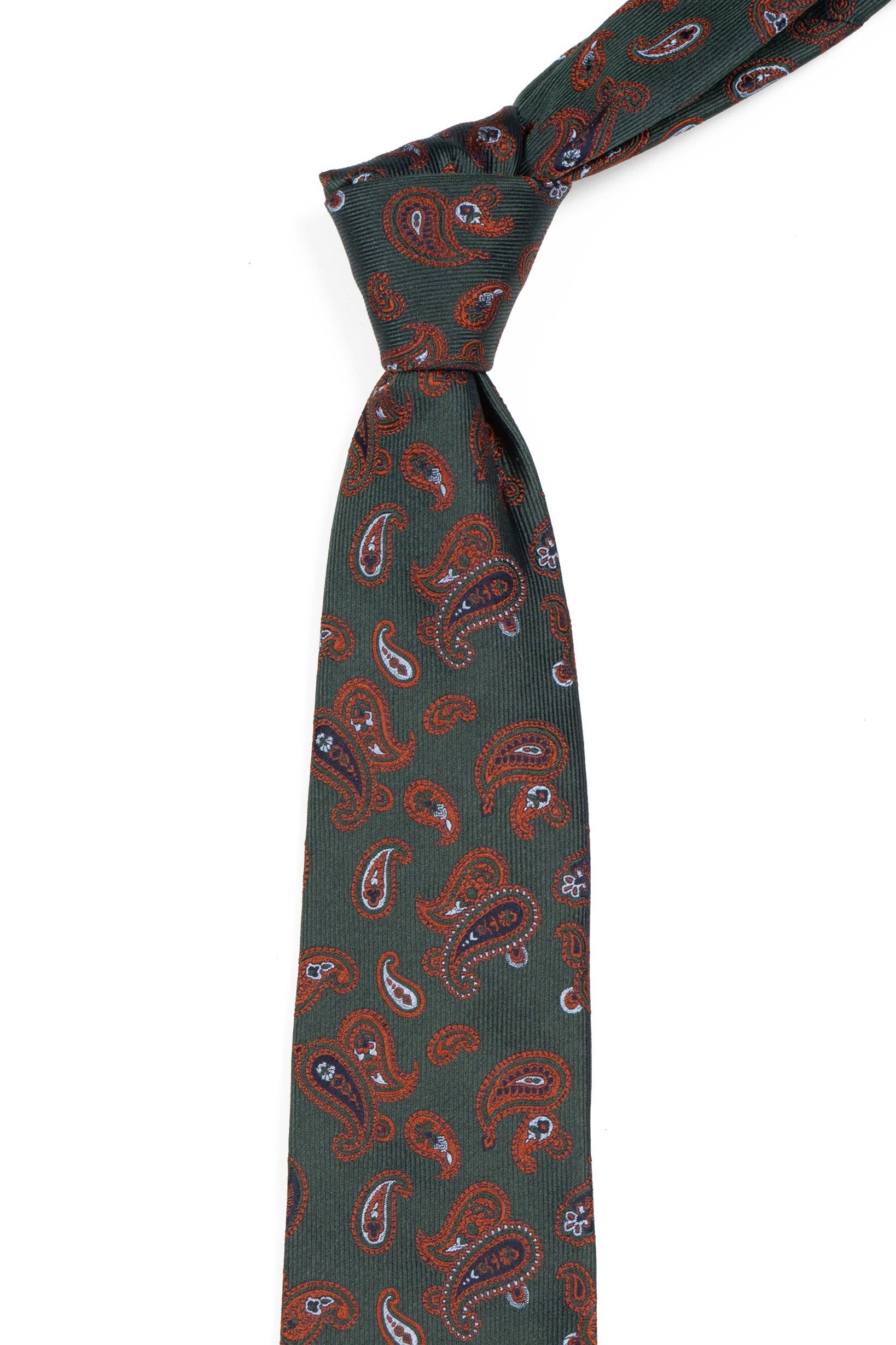 Cravata matase tesuta verde print floral 1