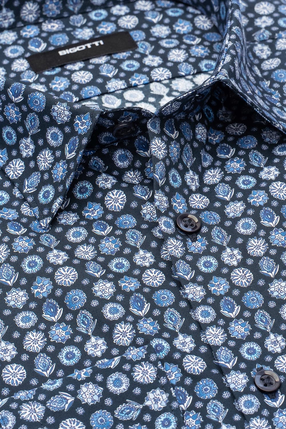 Slim body navy floral shirt 1