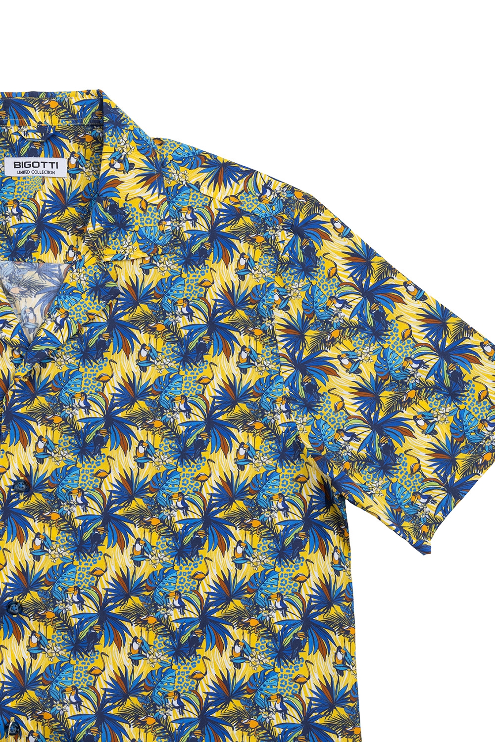 Camasa maneca scurta hawaii galbena print 1