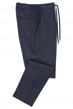 Pantaloni slim albastri uni
