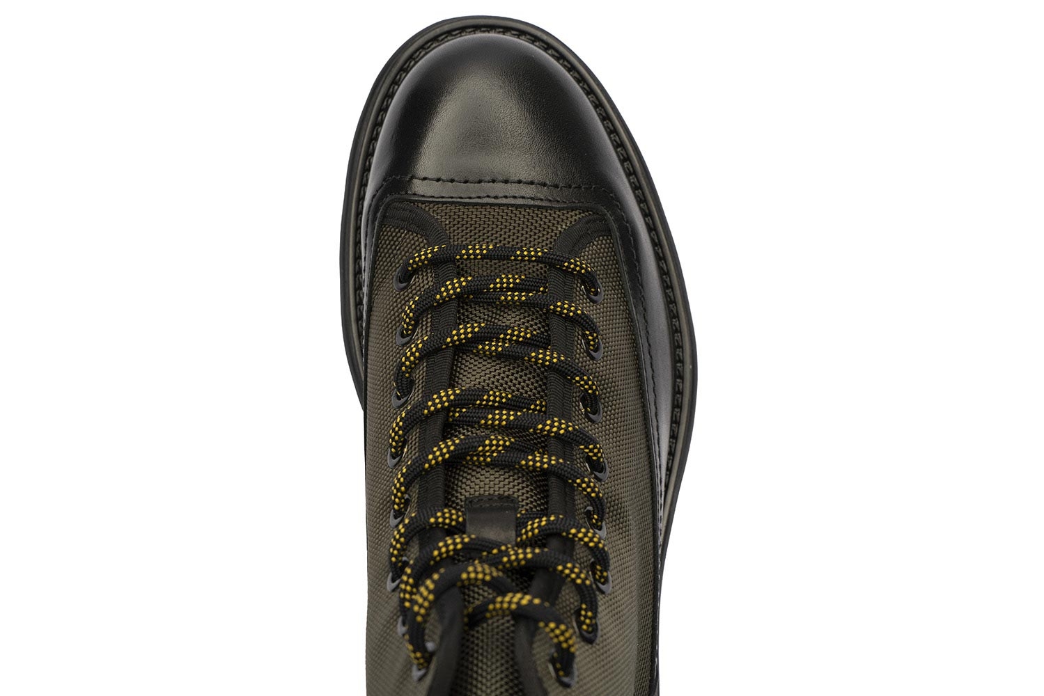 Negru/kaki leather and textile shoes 3