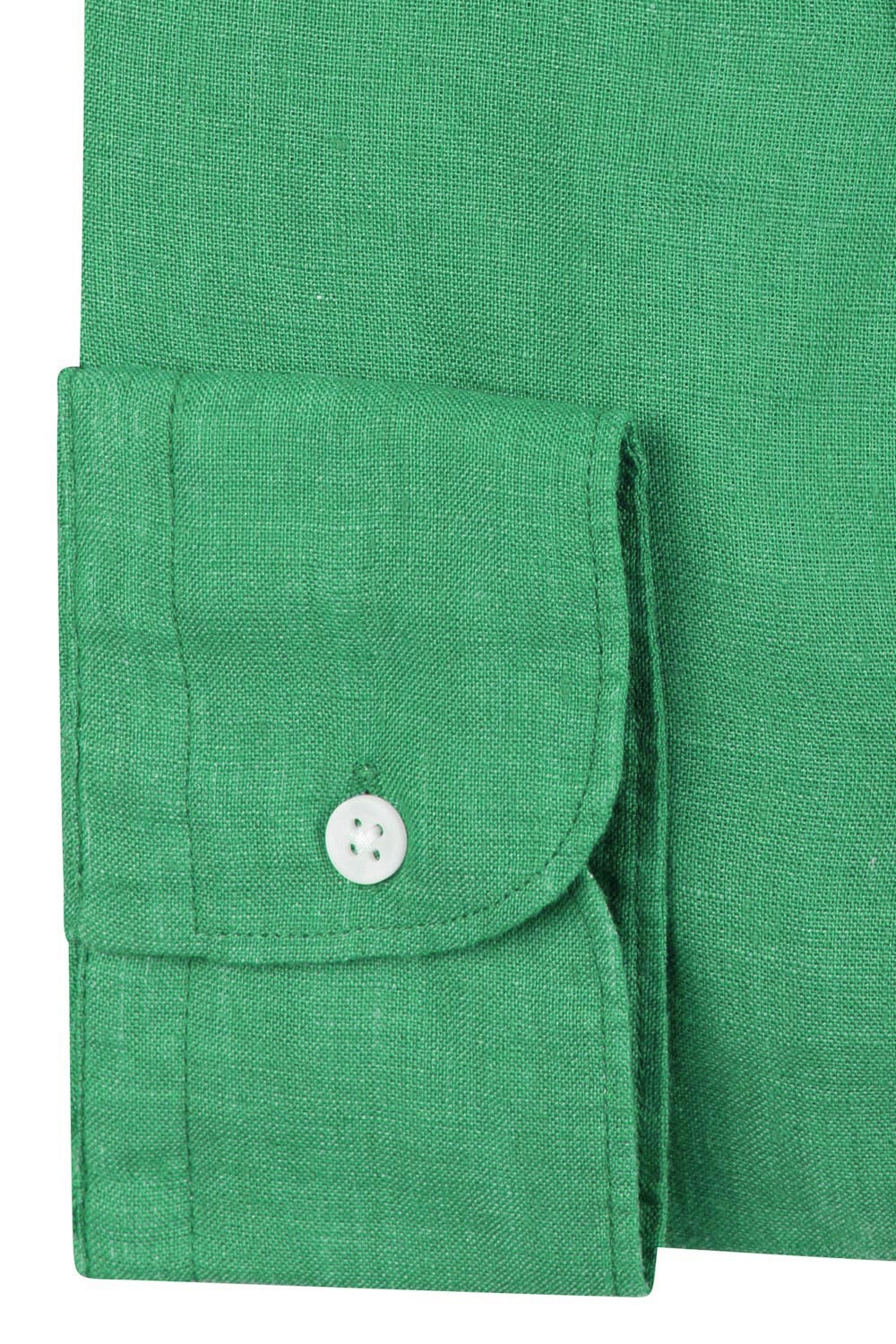 Camasa din in shaped verde uni 2