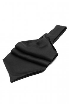 Ascot tie tip printed silk black plain