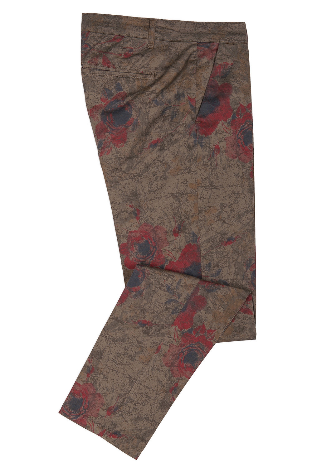 Pantaloni slim kaki print floral 1