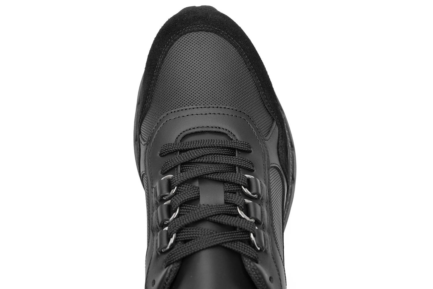 Sneakers negri neopren, piele intoarsa si piele mata 3