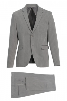 Costum slim gri cu dungi
