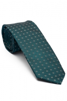 Cravata poliester tesut verde print geometric